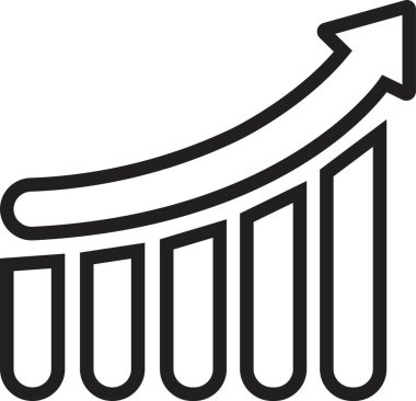 Tek siyah ok büyüyen iş simgesi, modayı takip eden çizgi biçiminde grafik simgesi ve şeffaf arka planda izole edilebilir stoklar. Web sitenizin tasarımı, logosu, uygulaması için grafik çubuğu simgesi.