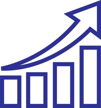 Tek mavi ok büyüyen iş simgesi, modayı takip eden bir grafik simgesi ve şeffaf arkaplanda montajlanabilir hisse senedi. Web sitenizin tasarımı, logosu, uygulaması için grafik çubuğu simgesi.