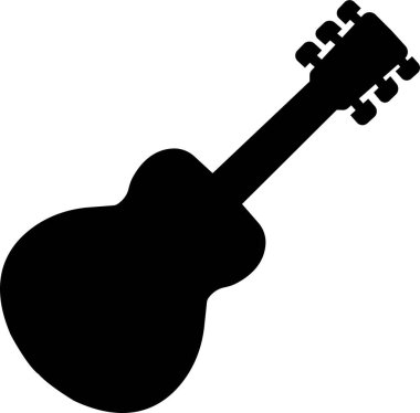 Siyah beyaz Gitar ikonu. Şeffaf arka planda izole edilmiş akustik müzik aleti işareti. Müzik sembolü Web sitesi veya mobil uygulama için modern, basit düz simge.