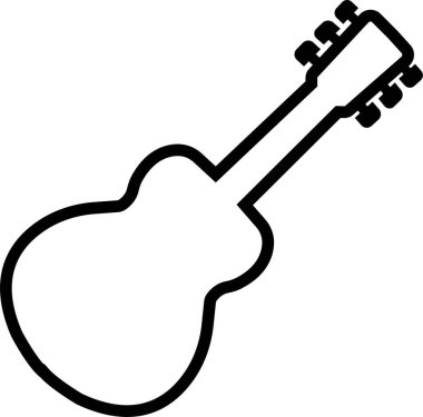Siyah beyaz Gitar ikonu. Şeffaf arka planda izole edilmiş akustik müzik aleti işareti. Müzik sembolü Web sitesi veya mobil uygulama için modern, basit düz simge.