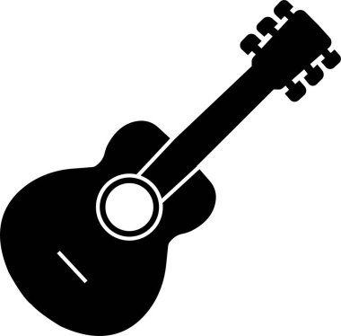 Siyah beyaz Gitar ikonu. Şeffaf arka planda izole edilmiş akustik müzik aleti işareti. Müzik sembolü Web sitesi veya mobil uygulama için modern, basit düz simge.