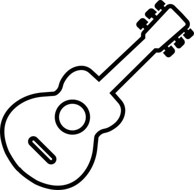 Siyah beyaz Gitar ikonu. Şeffaf arka planda izole edilmiş akustik müzik aleti işareti. Müzik sembolü Web sitesi veya mobil uygulama için modern, basit düz simge.