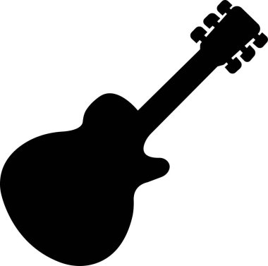 Siyah beyaz Gitar ikonu. Şeffaf arka planda izole edilmiş akustik müzik aleti işareti. Müzik sembolü Web sitesi veya mobil uygulama için modern, basit düz simge.