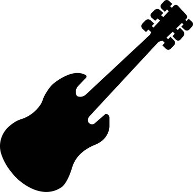 Siyah beyaz Gitar ikonu. Şeffaf arka planda izole edilmiş akustik müzik aleti işareti. Müzik sembolü Web sitesi veya mobil uygulama için modern, basit düz simge.