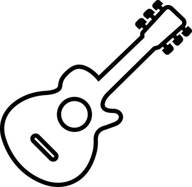 Siyah Gitar ikonu. Şeffaf arka planda izole edilmiş akustik müzik aleti işareti. Müzik sembolü. Web sitesi ya da düzenlenebilir stokları olan mobil uygulama için basit satır simgesi.