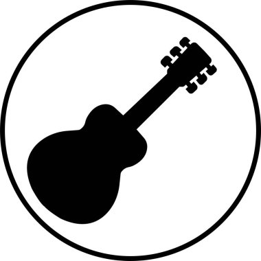 Siyah Gitar ikonu. Şeffaf arka planda izole edilmiş akustik müzik aleti işareti. Müzik sembolü. Web sitesi ya da düzenlenebilir stokları olan mobil uygulama için basit satır simgesi.