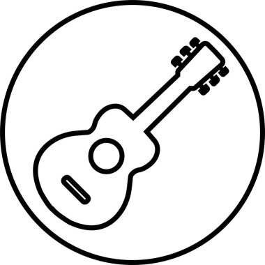 Siyah Gitar ikonu. Şeffaf arka planda izole edilmiş akustik müzik aleti işareti. Müzik sembolü. Web sitesi ya da düzenlenebilir stokları olan mobil uygulama için basit satır simgesi.