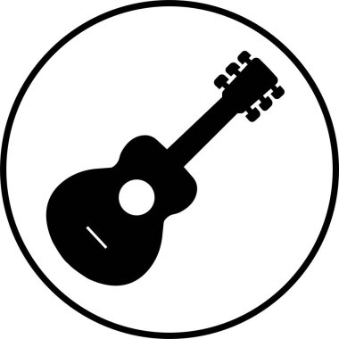 Siyah beyaz Gitar ikonu. Şeffaf arka planda izole edilmiş akustik müzik aleti işareti. Müzik sembolü Web sitesi veya mobil uygulama için modern, basit düz simge.