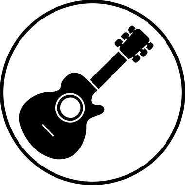 Siyah beyaz gitar ikonları seti. Şeffaf arkaplanda izole edilmiş akustik müzik aleti işaretleri. Müzik sembolü Modern, basit düz simgeler Web sitesi ya da düzenlenebilir stokları olan mobil uygulama için.