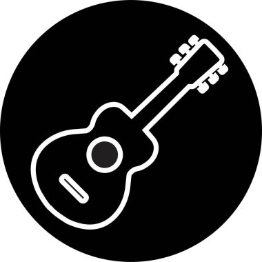 Siyah beyaz gitar ikonları seti. Şeffaf arkaplanda izole edilmiş akustik müzik aleti işaretleri. Müzik sembolü Modern, basit düz simgeler Web sitesi ya da düzenlenebilir stokları olan mobil uygulama için.