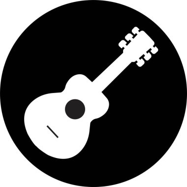 Siyah beyaz gitar ikonları seti. Şeffaf arkaplanda izole edilmiş akustik müzik aleti işaretleri. Müzik sembolü Modern, basit düz simgeler Web sitesi ya da düzenlenebilir stokları olan mobil uygulama için.