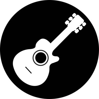 Siyah beyaz gitar ikonları seti. Şeffaf arkaplanda izole edilmiş akustik müzik aleti işaretleri. Müzik sembolü Modern, basit düz simgeler Web sitesi ya da düzenlenebilir stokları olan mobil uygulama için.