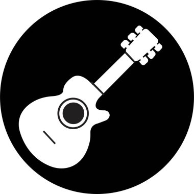 Siyah beyaz gitar ikonları seti. Şeffaf arkaplanda izole edilmiş akustik müzik aleti işaretleri. Müzik sembolü Modern, basit düz simgeler Web sitesi ya da düzenlenebilir stokları olan mobil uygulama için.