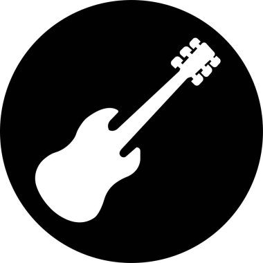 Siyah beyaz gitar ikonları seti. Şeffaf arkaplanda izole edilmiş akustik müzik aleti işaretleri. Müzik sembolü Modern, basit düz simgeler Web sitesi ya da düzenlenebilir stokları olan mobil uygulama için.