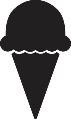 Siyah yassı dondurma ikonu waffle dondurma ikonu. Dondurma yumuşak ve lezzetli vektör çizim logosu. Şeffaf arkaplanda şerbet dondurma konisi simgesi izole.