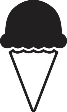 Siyah dondurmalı waffle ikonu dondurma ikonu. Dondurma yumuşak ve lezzetli vektör çizim logosu. Şeffaf arkaplanda şerbet dondurma konisi simgesi izole.