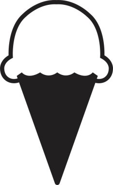 Siyah yassı dondurma ikonu waffle dondurma ikonu. Dondurma yumuşak ve lezzetli vektör çizim logosu. Şeffaf arkaplanda şerbet dondurma konisi simgesi izole.