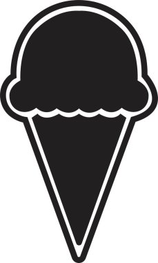 Siyah yassı dondurma ikonu waffle dondurma ikonu. Dondurma yumuşak ve lezzetli vektör çizim logosu. Şeffaf arkaplanda şerbet dondurma konisi simgesi izole.