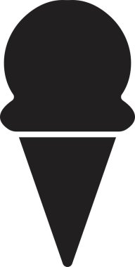 Siyah yassı dondurma ikonu waffle dondurma ikonu. Dondurma yumuşak ve lezzetli vektör çizim logosu. Şeffaf arkaplanda şerbet dondurma konisi simgesi izole.