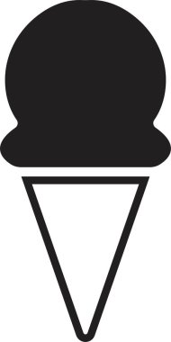 Siyah dondurmalı waffle ikonu dondurma ikonu. Dondurma yumuşak ve lezzetli vektör çizim logosu. Şeffaf arkaplanda şerbet dondurma konisi simgesi izole.