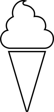 Siyah çizgi dondurma ikonu waffle dondurma ikonu. Dondurma yumuşak ve lezzetli vektör illüstrasyon logosu modaya uygun doğrusal tarzda. Şeffaf arkaplanda şerbet dondurma konisi simgesi izole.