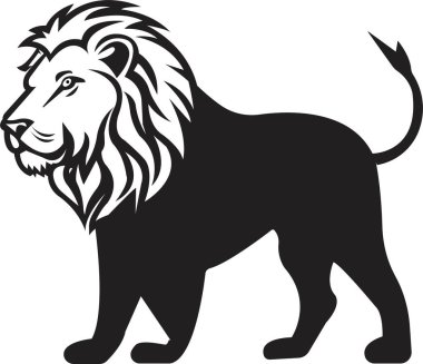 Kraliyet siyah yassı kral aslan ikonu. Aslan taç sembolü. Zarif altın Leo hayvan logosu. Şeffaf arkaplanda izole edilmiş lüks marka kimliği simgesi.