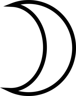Moda Asgari Stili Ay Çizgisi Faz İşaret Sembolü. Şeffaf arkaplanda logo, desen ve web tasarımı oluşturmak için vektör simgeleri izole edildi.