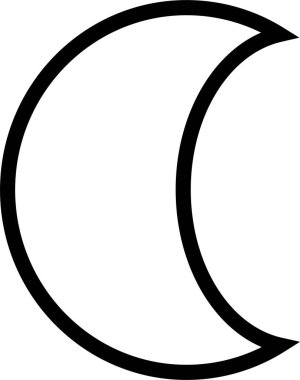 Moda Asgari Stili Ay Çizgisi Faz İşaret Sembolü. Şeffaf arkaplanda logo, desen ve web tasarımı oluşturmak için vektör simgeleri izole edildi.