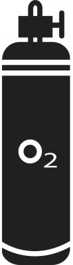 Oksijen Gazı O2 silindir simgesini doldurur. LPG propan şişesi ikonu kutusu. Oksijen tüpü yakıt deposu şeffaf arkaplanda izole edildi.