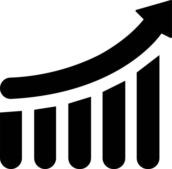 Tek bir siyah ok büyüyen iş simgesi, şeffaf arkaplanda izole edilmiş modada grafiksel simge. Web sitenizin tasarımı, logosu, uygulaması için grafik çubuğu simgesi.