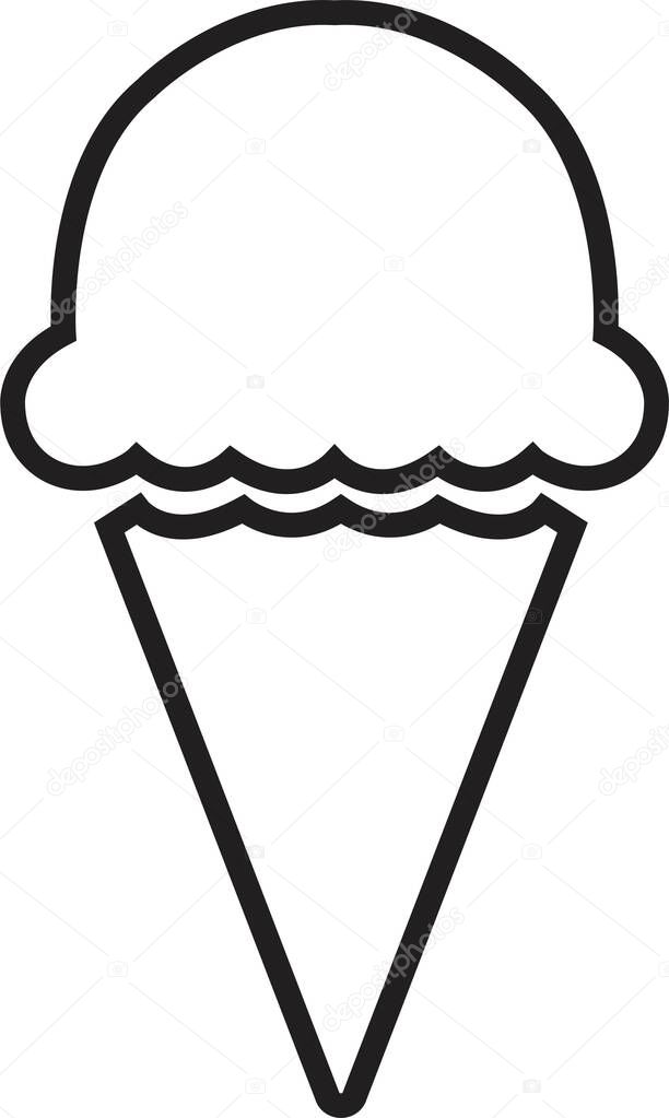 Black line Ice-Cream icon waffle ice cream icon. ice cream soft and delicious vector illustration logo in trendy linear style . Sorbet ice cream cone icon isolated on transparent background.