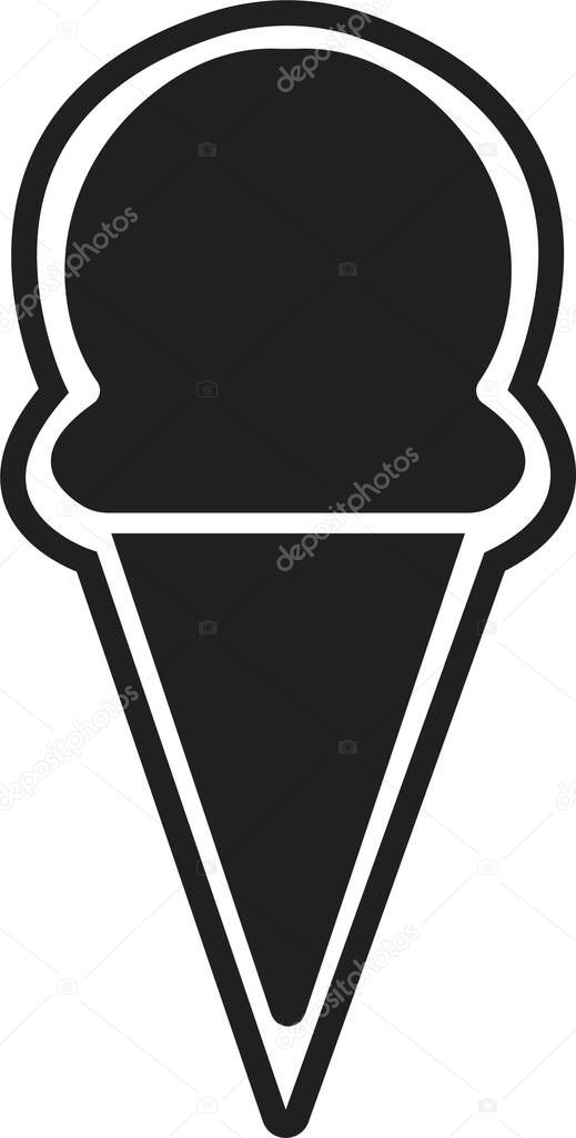 Black flat Ice-Cream icon waffle ice cream icon. ice cream soft and delicious vector illustration logo . Sorbet ice cream cone icon isolated on transparent background.