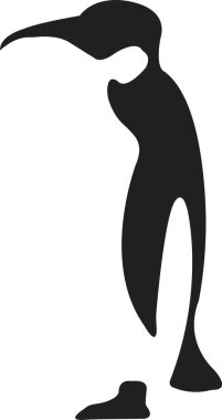 Penguen logosu illüstrasyonu, maskot teslimatı veya lojistik, logo endüstrisi, şeffaf arka planda siyah izole edilmiş düz renk tarzı. Hayvan Doğa Simgesi .