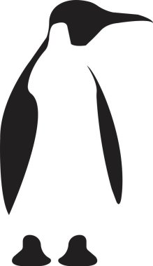 Penguen logosu illüstrasyonu, maskot teslimatı veya lojistik, logo endüstrisi, şeffaf arka planda siyah izole edilmiş düz renk tarzı. Hayvan Doğa Simgesi .