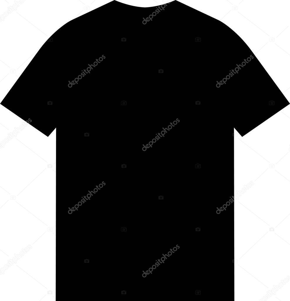 Simple flat black T-Shirt with a unique image graphic icon logo design abstract concept isolated on transparent background. Can be used as a symbol related to initial or fashion.