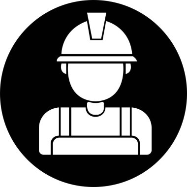 İnşaat işçisi ikonu. İşçi, inşaatçı, işçi, şapka konsepti. Basit düz stil. Şeffaf arkaplanda izole edilmiş vektör tasarımı çizimi. Vektör Kişisi Profili Avatar.