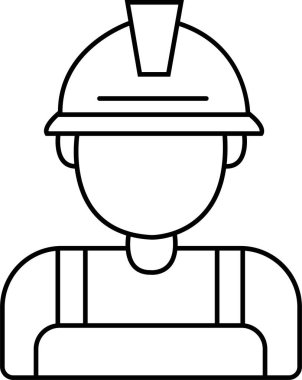 İnşaat işçisi ikonu. İşçi, inşaatçı, işçi, şapka konsepti. Taslak biçimli düzenlenebilir stok. çizgi vektör tasarımı çizimi şeffaf arkaplanda izole edildi. Vektör Kişisi Profili Avatar.
