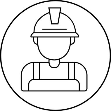 İnşaat işçisi ikonu. İşçi, inşaatçı, işçi, şapka konsepti. Taslak biçimli düzenlenebilir stok. çizgi vektör tasarımı çizimi şeffaf arkaplanda izole edildi. Vektör Kişisi Profili Avatar.