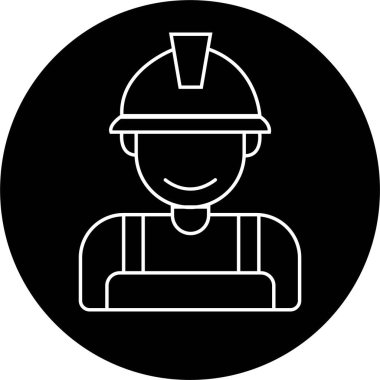 İnşaat işçisi ikonu. İşçi, inşaatçı, işçi, şapka konsepti. Taslak biçimli düzenlenebilir stok. çizgi vektör tasarımı çizimi şeffaf arkaplanda izole edildi. Vektör Kişisi Profili Avatar.