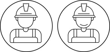 İnşaat işçisi simgeleri ayarlandı. İşçi, inşaatçı, işçi, şapka konsepti. Taslak biçimli düzenlenebilir stok. çizgi vektör tasarımı çizimi şeffaf arkaplanda izole edildi. Kişi Profili Avatar.