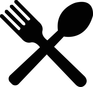 Kaşık ve çatal restoran ikonu basit vektör illüstrasyonunu doldur. Öğle yemeği sembolü. Saydam arkaplanda izole edilmiş uygulamalar ve web siteleri için düz simge yemek için kaşık ve çatal.