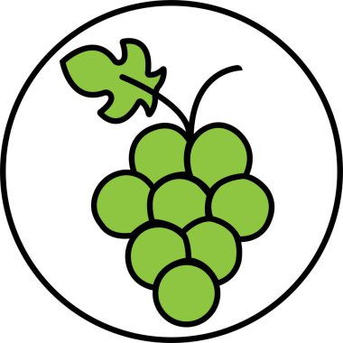 Üzüm ikonu. Üzüm İkonası Gıda Meyveleri, şeffaf arkaplanda yapraklı üzüm ikonları. Siyah ve yeşil Üzüm Meyvelerini Doldur Grafik ve İnternet için sağlıklı yaşam sembolü.
