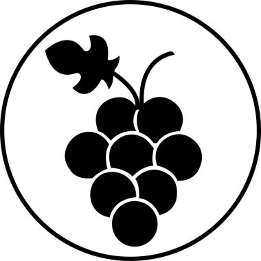 Üzüm ikonu. Üzüm İkonası Gıda Meyveleri, şeffaf arkaplanda yapraklı üzüm ikonları. Siyah Üzüm Meyveleri Grafik ve İnternet için Sağlıklı Yaşam Şablonu.
