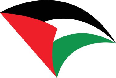 Filistin bayrağının düz renkleri, vektör işareti, şeffaf arkaplanda izole edilmiş renkli Filistin bayrağı dalgalanması. Filistin 'in bayrak ikonu. Sembol, logo illüstrasyonu.