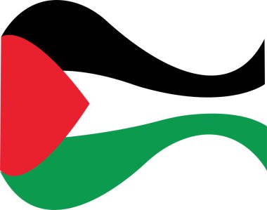 Filistin bayrağının düz renkleri, vektör işareti, şeffaf arkaplanda izole edilmiş renkli Filistin bayrağı dalgalanması. Filistin 'in bayrak ikonu. Sembol, logo illüstrasyonu.