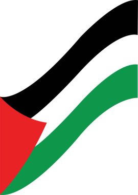 Filistin bayrağının düz renkleri, vektör işareti, şeffaf arkaplanda izole edilmiş renkli Filistin bayrağı dalgalanması. Filistin 'in bayrak ikonu. Sembol, logo illüstrasyonu.