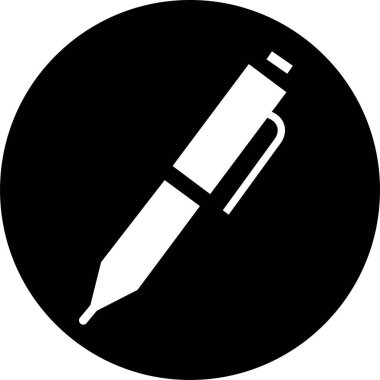 Kalem, simge yaz. Siyah kalem doldurulmuş vektör işareti. Basit bir resimli resim. Araç simgesi yazılıyor. Şeffaf arkaplanda sembol ve logo çizimi izole edildi.