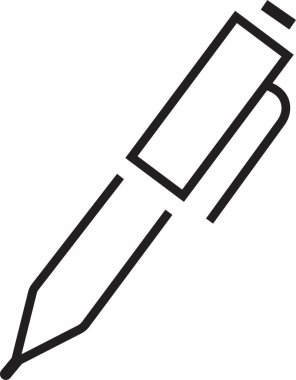Kalem, simge yaz. Düzenlenebilir hisse senedi ile Siyah kalem hattı vektör imzası. Basit doğrusal piktogram. Araç simgesi yazılıyor. Şeffaf arkaplanda sembol ve logo çizimi izole edildi.