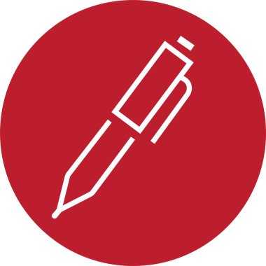 Kalem, simge yaz. Düzenlenebilir stokla kırmızı kalem hattı vektör işaretini imzala. Basit doğrusal piktogram. Araç simgesi yazılıyor. Şeffaf arkaplanda sembol ve logo çizimi izole edildi.