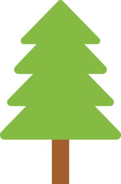 Yeşil Ağaç simgesi. Basit düz orman florası, kozalaklı ve yaprak döken çayır ağacı, meşe çamı Noel ağacı izole edilmiş bitkiler. Vektör illüstrasyon tarım bahçesi ve doğa parkı fabrikası.